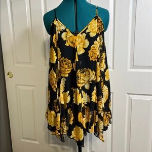Free People Sheer Yellow Rose Dress